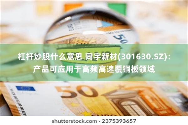 杠杆炒股什么意思 同宇新材(301630.SZ)：产品可应用于高频高速覆铜板领域